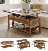 Lift Top Coffee Table, 4-in-1 Multi-Function Convertible Coffee Table with Storage,