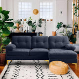 82" Modern Couch w/Chaise, L Shaped Sofa Couch Reversible, Chenille Small Sectional