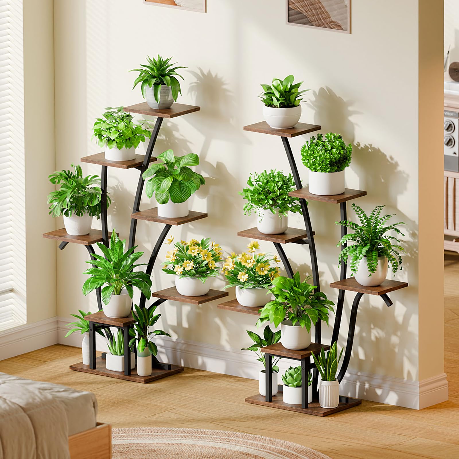 7-Tier Corner Plant Stand with Grow Lights - Space Saving Indoor Shelf