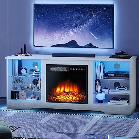 58 Inches Fireplace TV Stand for TVs up to 65 Inches Console with 18'' Electric Fireplace