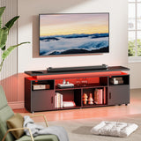 Entertainment Center with LED Lights and Cabinet for 70/75/80 Inch TV, Modern TV