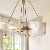 21" Black Modern Textured Glass Chandeliers Over Table