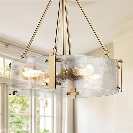 21" Black Modern Textured Glass Chandeliers Over Table