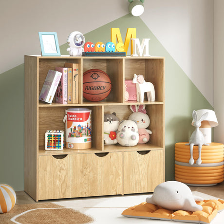 Toy Storage Organizer, Large Kids Bookshelf, 3 Tier Wooden Bookcase, Sturdy Baby Book Rack