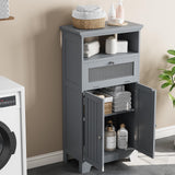 Bathroom Floor Storage Cabinet with Flip Glass Drawer