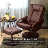 Faux Leather Electric Massage Recliner w/Stool Footrest Ottoman