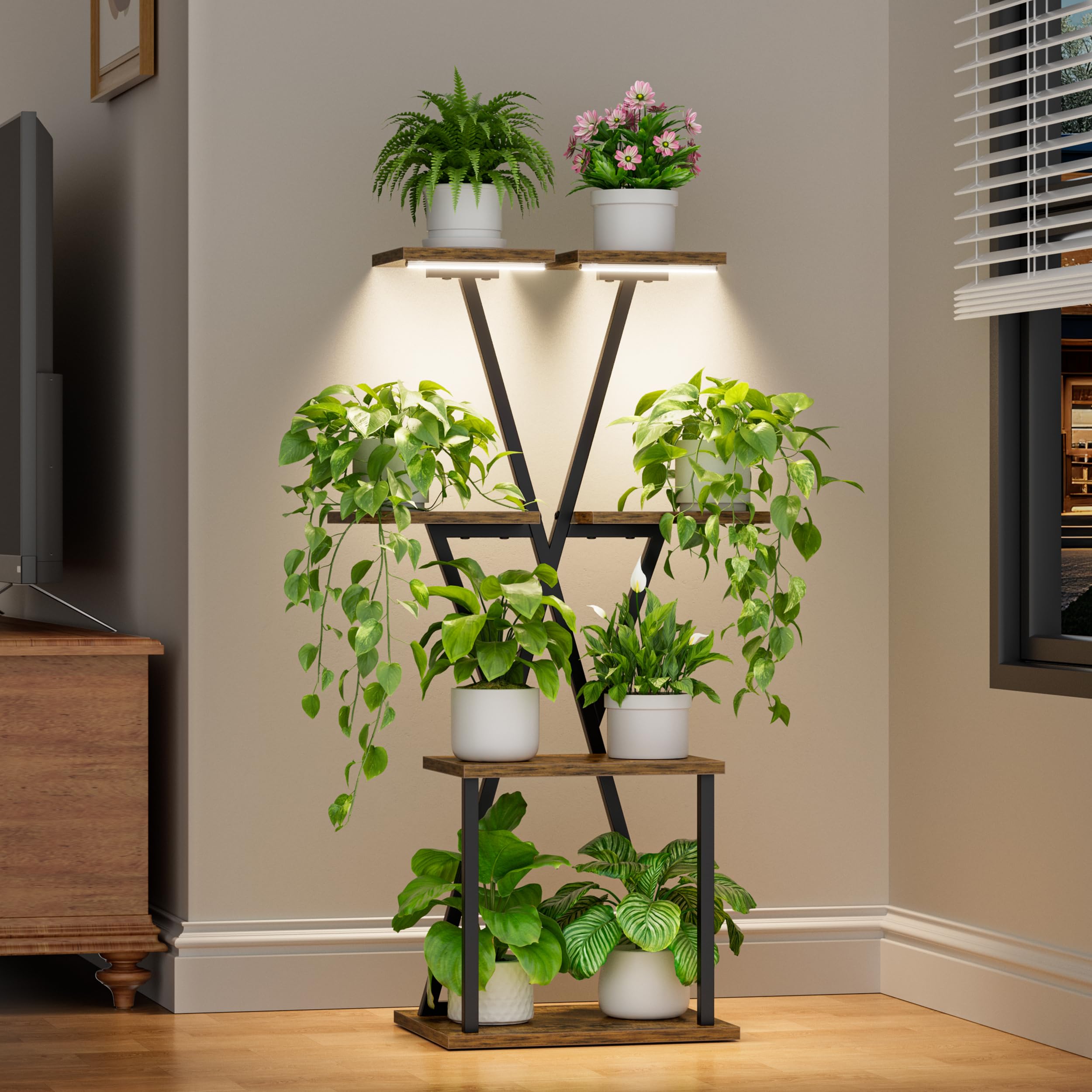Corner Plant Stand with Grow Lights – 39” Indoor Shelf for Plants
