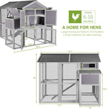 Chicken Coop with Large Nesting Box Outdoor Wooden Hen House Poultry Cage