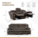 Homelegance Reclining Couch, Polished Microfiber Manual Double Recliner Sofa, Dark Brown