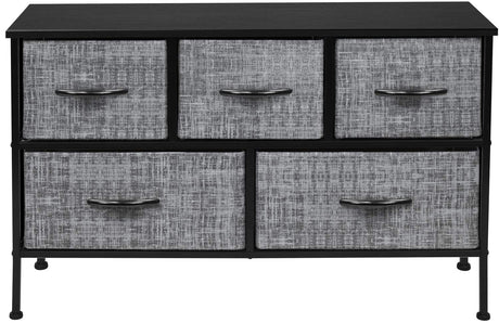 Dresser with 5 Drawers - Storage Chest Organizer Unit with Steel Frame, Wood Top