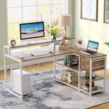 Reversible 55-inch L Shaped Desk with Drawer, Modern L Corner Desk Home Office