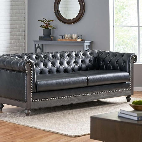 Upholstered Chesterfield Sofa, Classic Retro 3 Seater Rolled Arm Couch for Living Room Bedroom