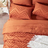 Queen Comforter Set, Burnt Orange Tufted Bed in a Bag 7 Pieces