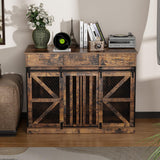 48" Double Dog Crate Furniture with Divider & Storage Drawers