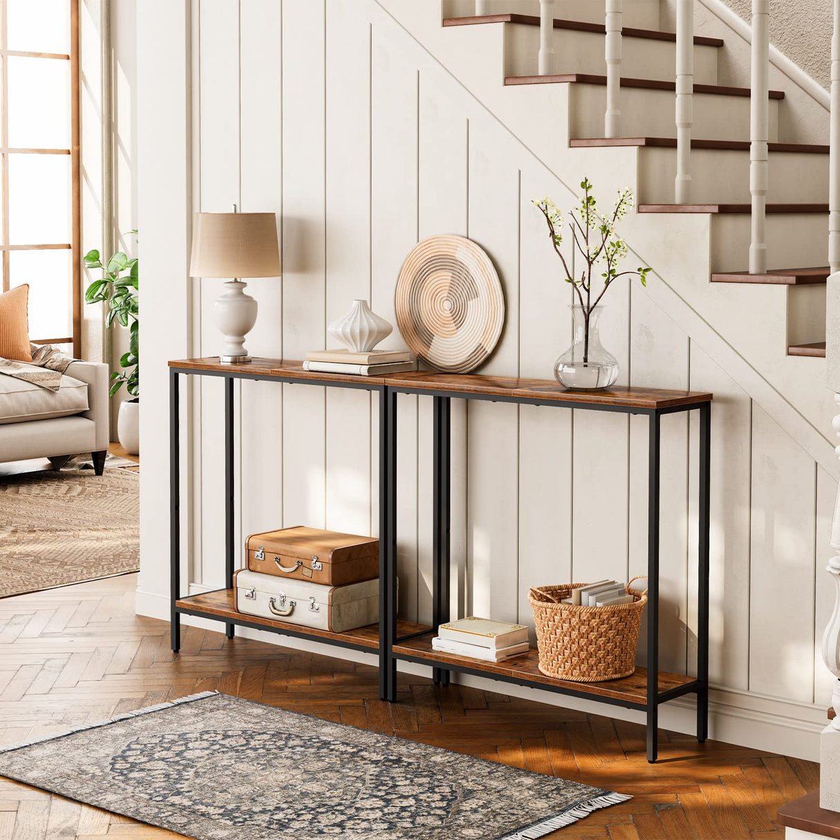 2 Pack 29.5" Narrow Console Table, Small Entryway Table, Thin Sofa Table,