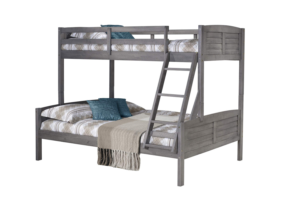 Twin Over Full Louver Bunkbed in Antique Grey Finish