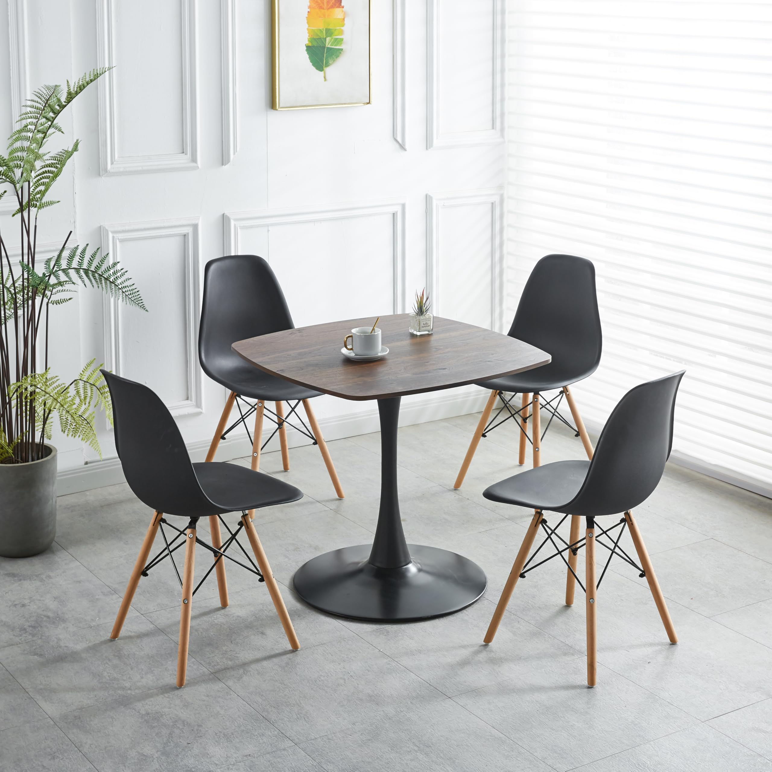 42 Inch Square Dining Table - Mid-Century Modern Pedestal Base