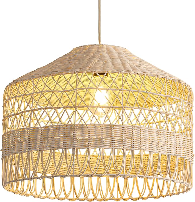 Rattan Pendant Lights, Hand-Woven Wicker Light Fixture for Kitchen Island,