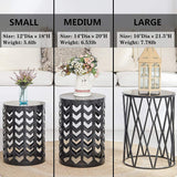 Set of 3 Black End Tables, Nesting Metal Round Coffee Table