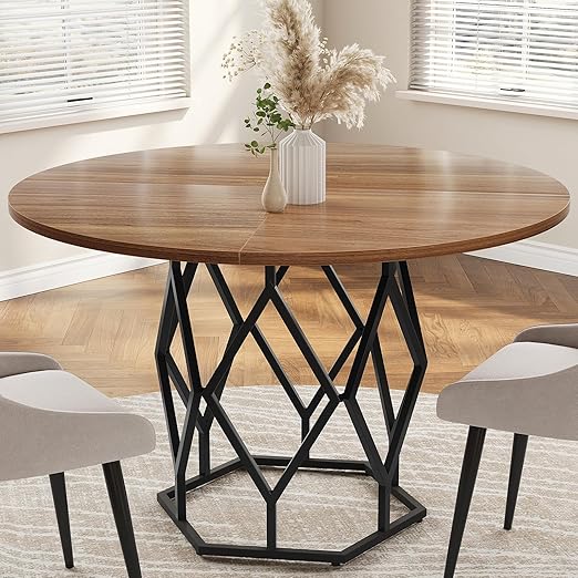 47-Inch Round Dining Table for 4-6 People