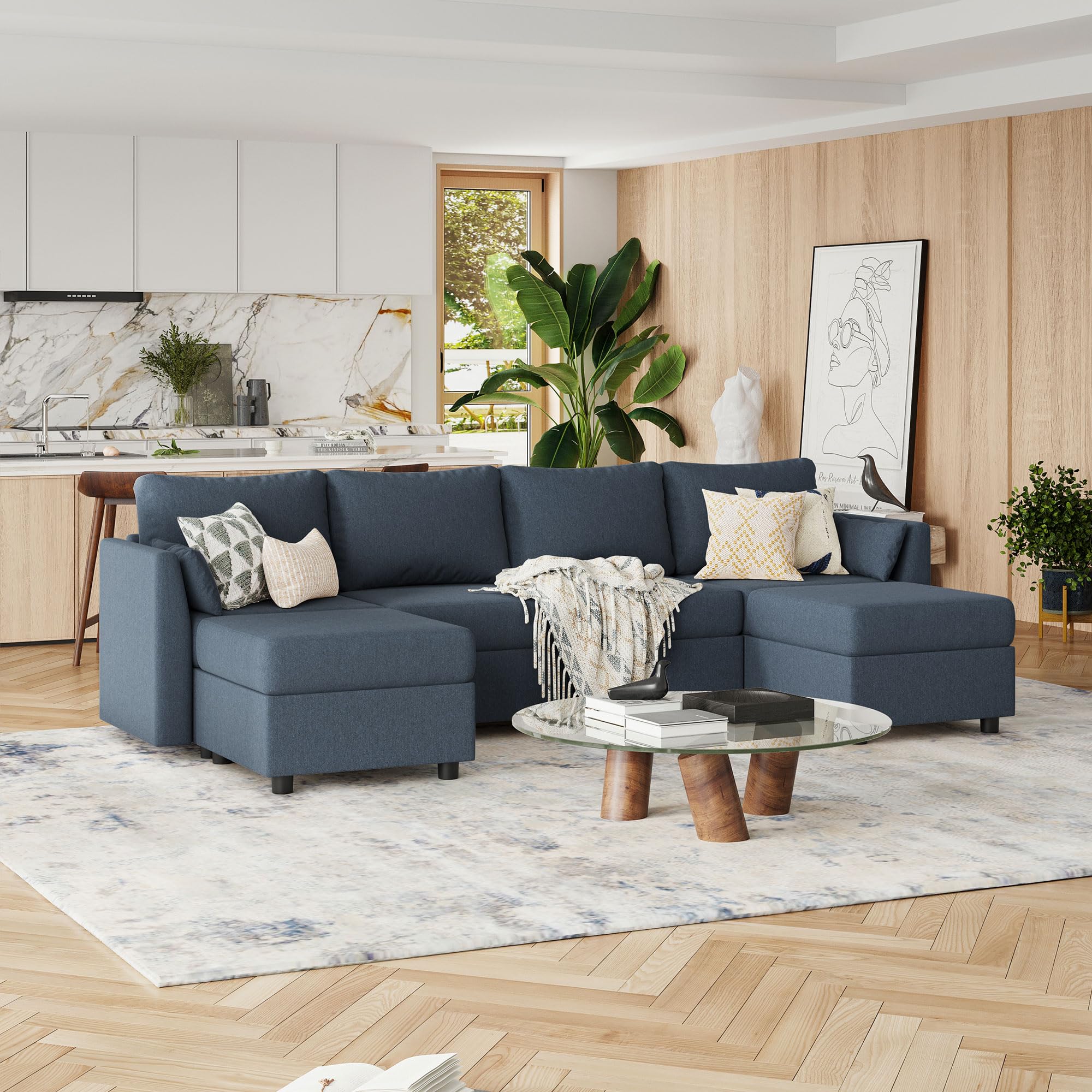 Modular Sectional Sofa, 6 Seat Modular Couch with Storage