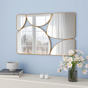 Antique Gold Mirror Wall Decorative, Oblong Odd Mirror Accent Abstract Mirror