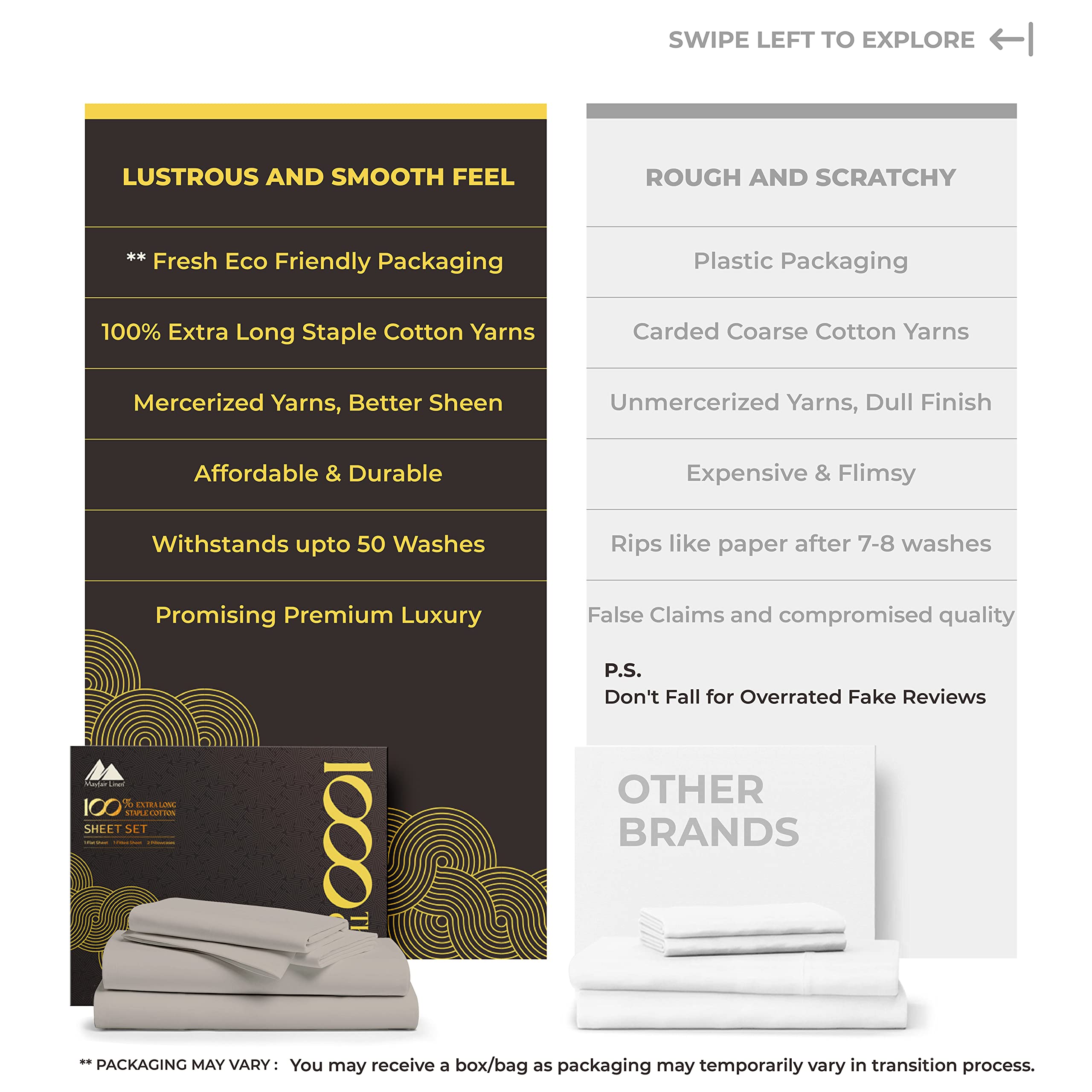 100% Egyptian Cotton Sheets Set Queen - 1000 High Thread Count, Luxury 5-Star Hotel