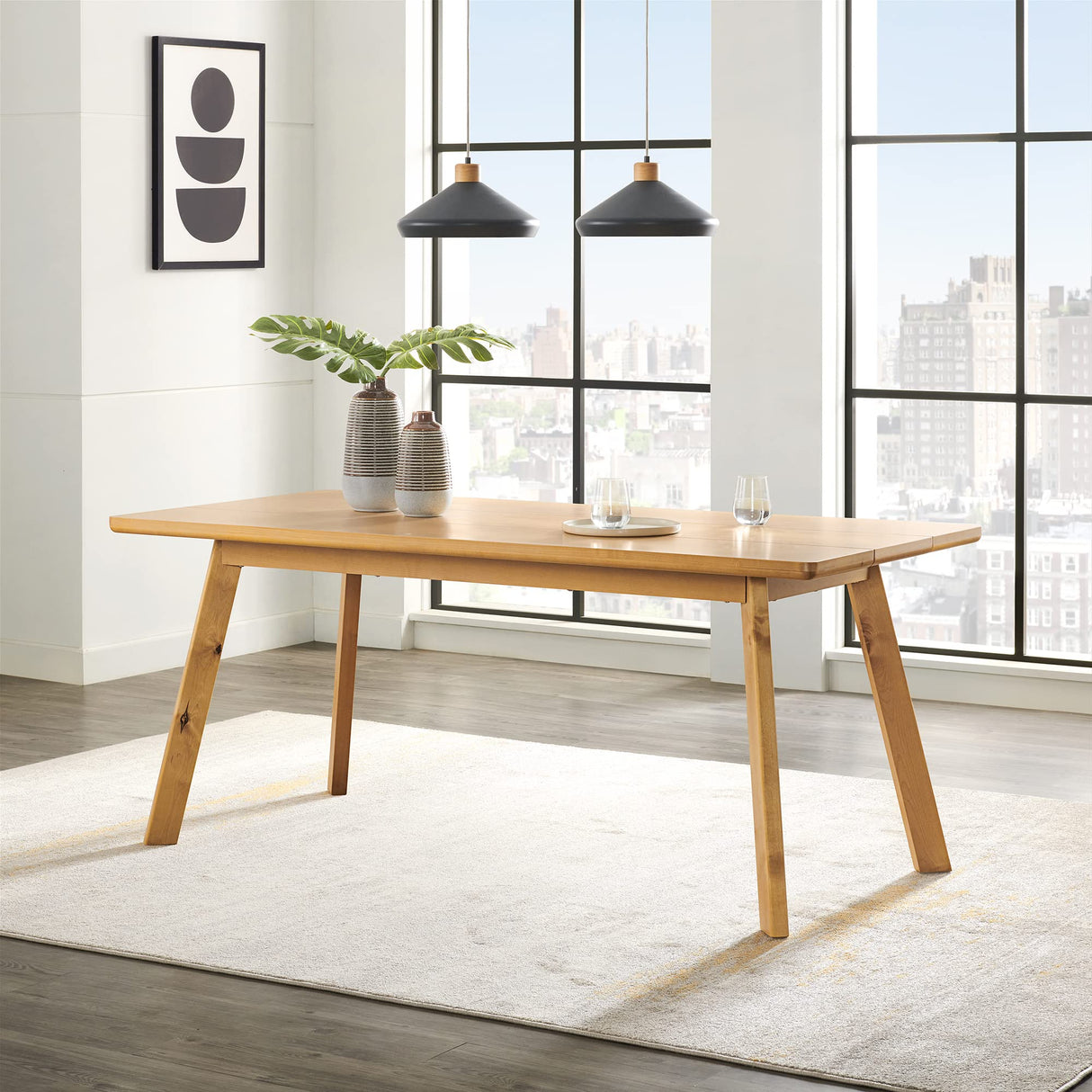 Shelburne 73-Inch Modern Dining Table with Rectangular Wood Top, Solid Birch Legs