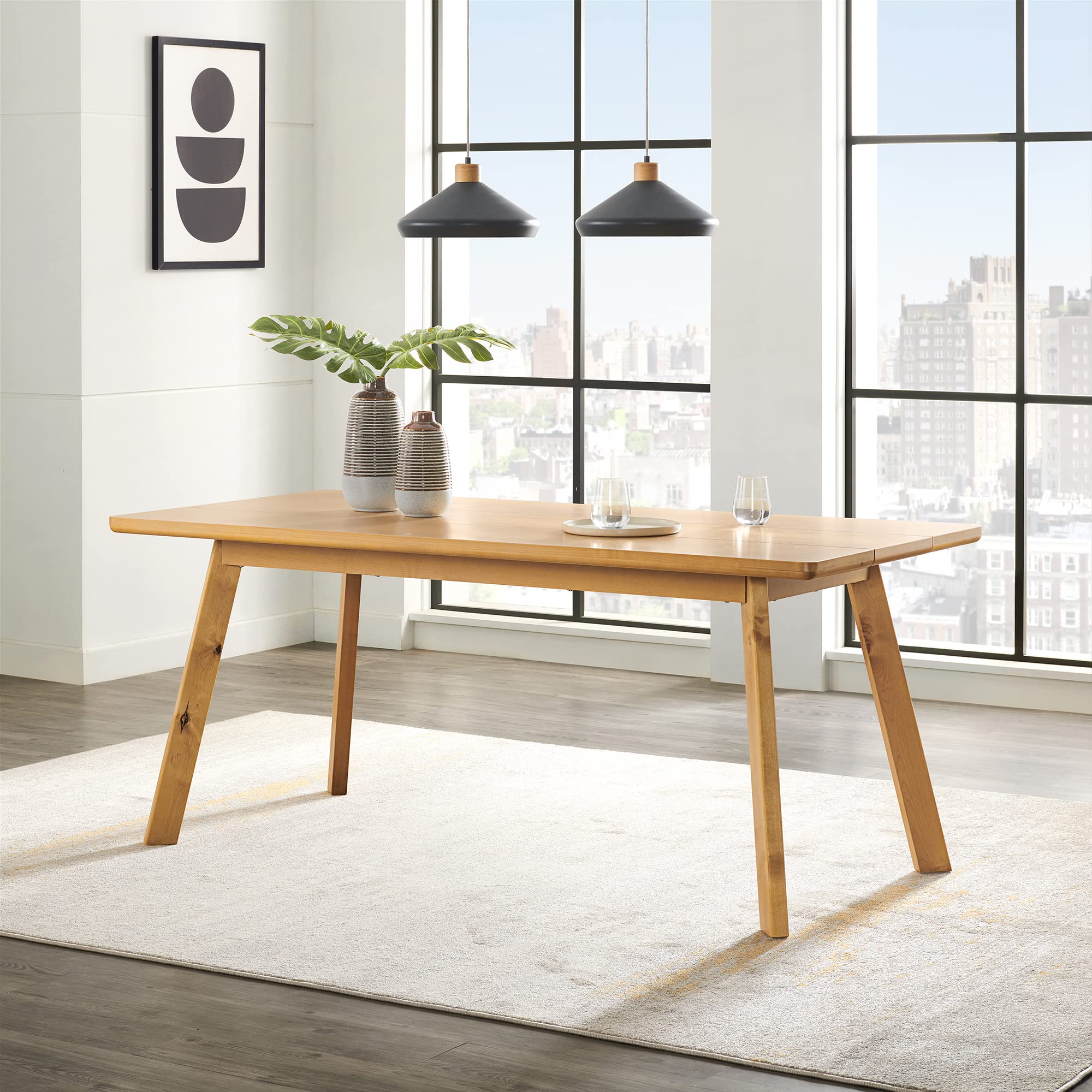 Shelburne 73-Inch Modern Dining Table with Rectangular Wood Top, Solid Birch Legs
