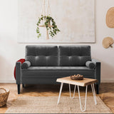 58 Inch Loveseat Sofa, 2 Seater Sofa for Small Space, Button Tufted Velvet Grey Couch