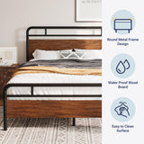 Queen Size Platform Bed Frame with Wooden Headboard and Footboard,