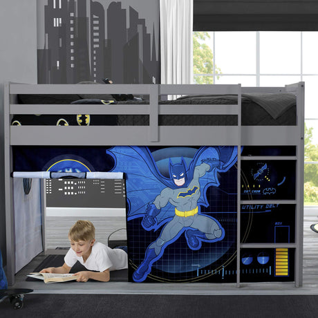 Batman Loft Bed Tent - Curtain Set for Low Twin Loft Bed (Bed Sold Separately)