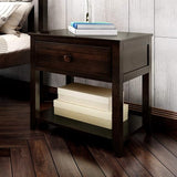 Nightstand with Drawer and Shelf, White