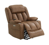 Omarion Faux Leather Power Recliner with Lift/Heating and Massage in Brown