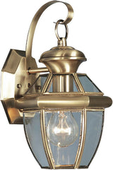 2051-01 Monterey 1 Light Outdoor Antique Brass Finish Solid Brass Wall Lantern