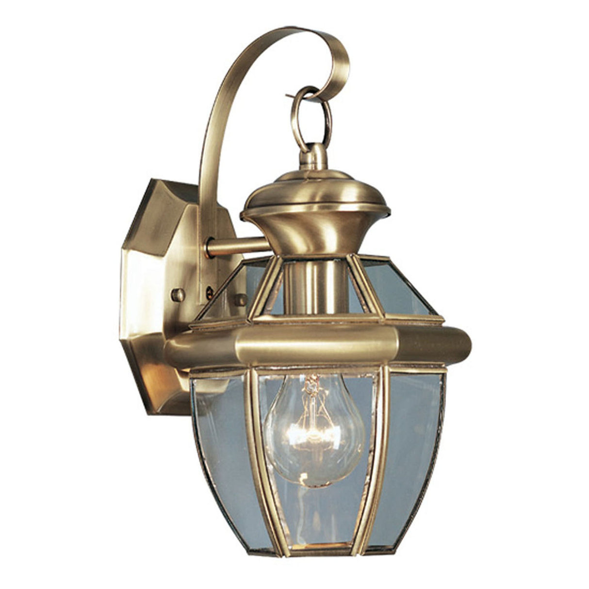 2051-01 Monterey 1 Light Outdoor Antique Brass Finish Solid Brass Wall Lantern