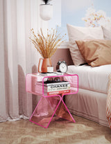 Nightstand Side Table Modern Design Clear Home Decor Display End Table for Living Room (Pink)