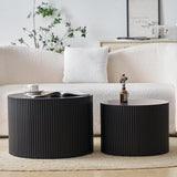 Nesting Coffee Table Set of 2, Modern Drum Side Table End Table
