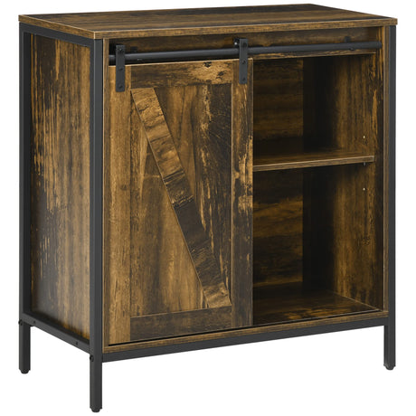 Farmhouse Sideboard Buffet Cabinet, Coffee Bar Cabinet with Sliding Barn Door and Adjustable Shelf, Kitchen