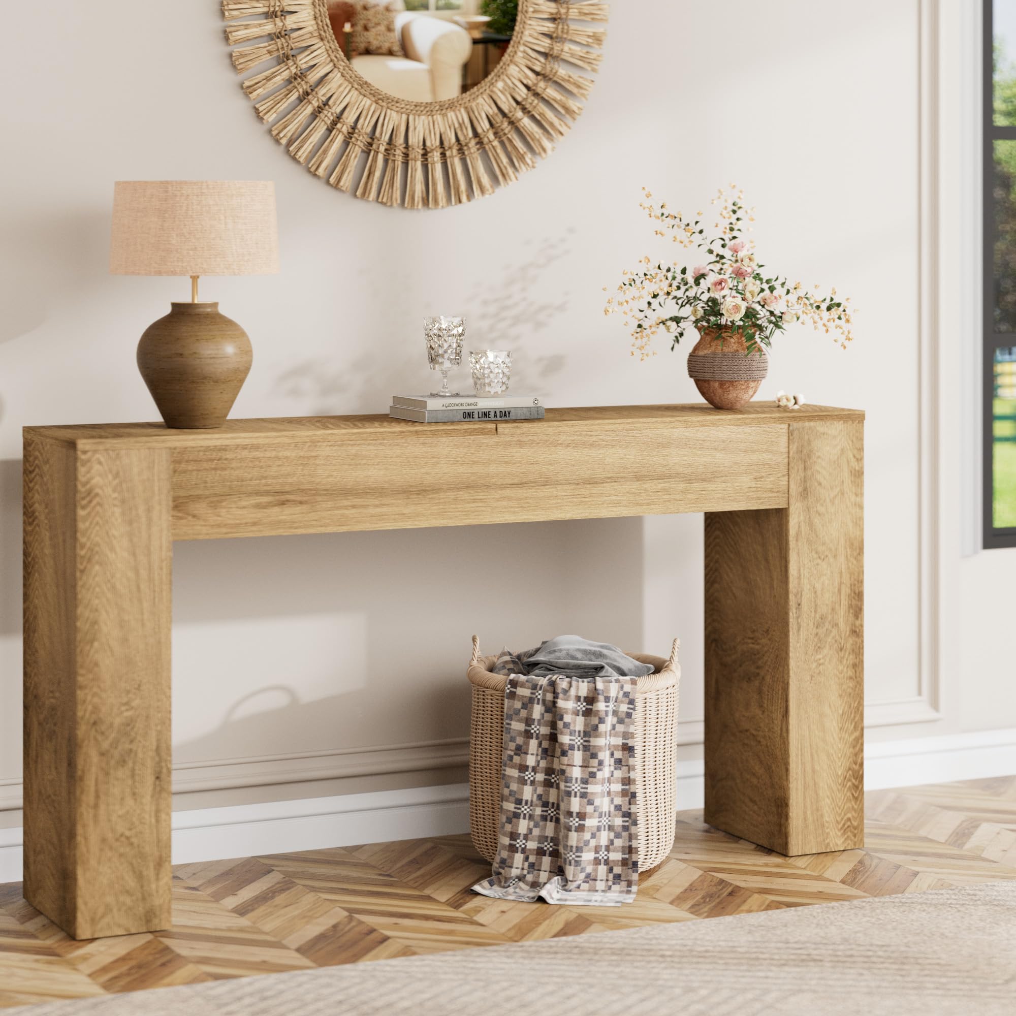 63" Wood Console Table - Farmhouse Entryway & Sofa Table