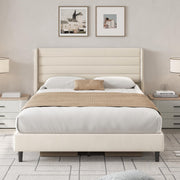 Queen Upholstered Bed Frame with Velvet Headboard