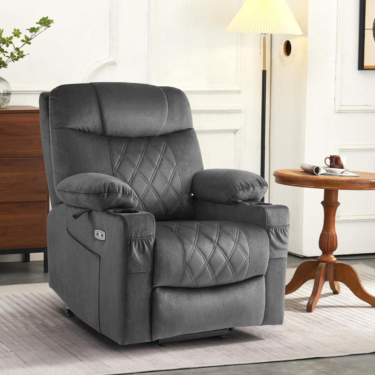 Lay Flat Dual Motor Power Lift Recliner Chair Sofa with Massage