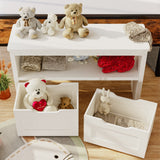 IRONCK Toy Storage Organizer with Drawers, Floor Toy Box with Wheels and Open Shelf, Storage Chest for Nursery, Playroom and Bedroom, White
