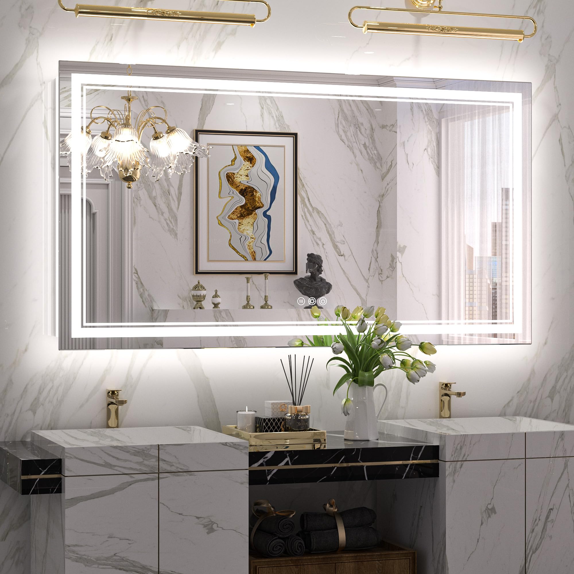 LED Bathroom Mirror with lights,  with Frontlit and Backlit