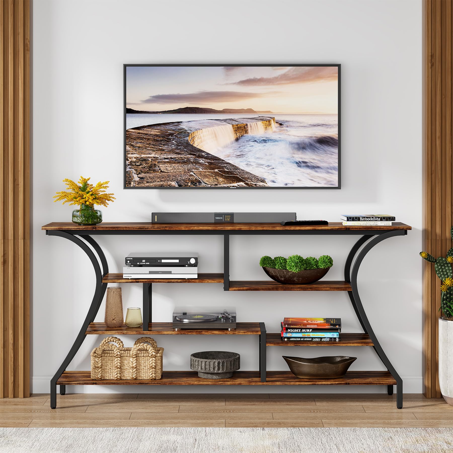 70.9 Inch Extra Long Console Table, Industrial Narrow Sofa Table