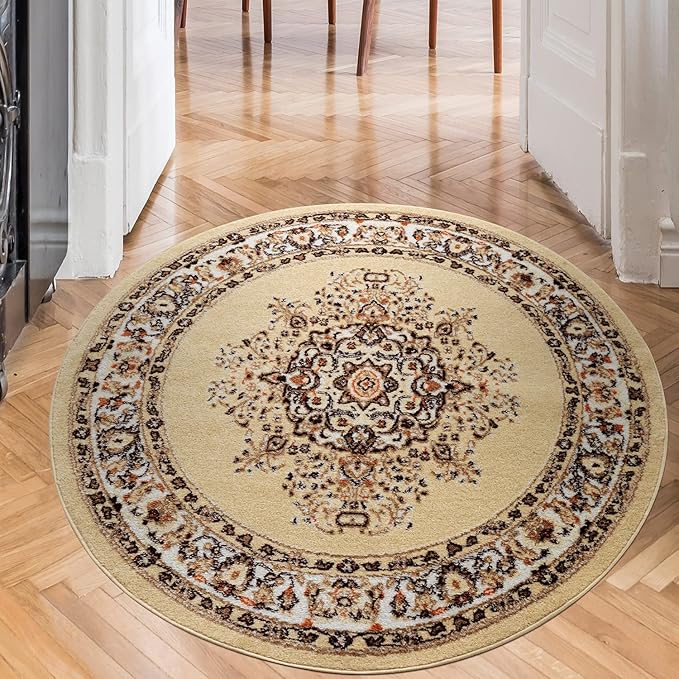 Oriental 8x10 Traditional Medallion Indoor Area Rug Siesta (Maroon Beige, 7'10" x 10')