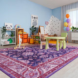 Area Rugs for Bedroom Non-Slip Boho Rug 5x7 Machine Washable Carpet Low Pile Room Rug for Living Room Kids Room Nursery Playroom Kitchen Dining Room Home Office, Purple