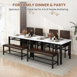 Dining Table Set for 4 with Bench and Chairs,Faux Mable Small Kitchen Table