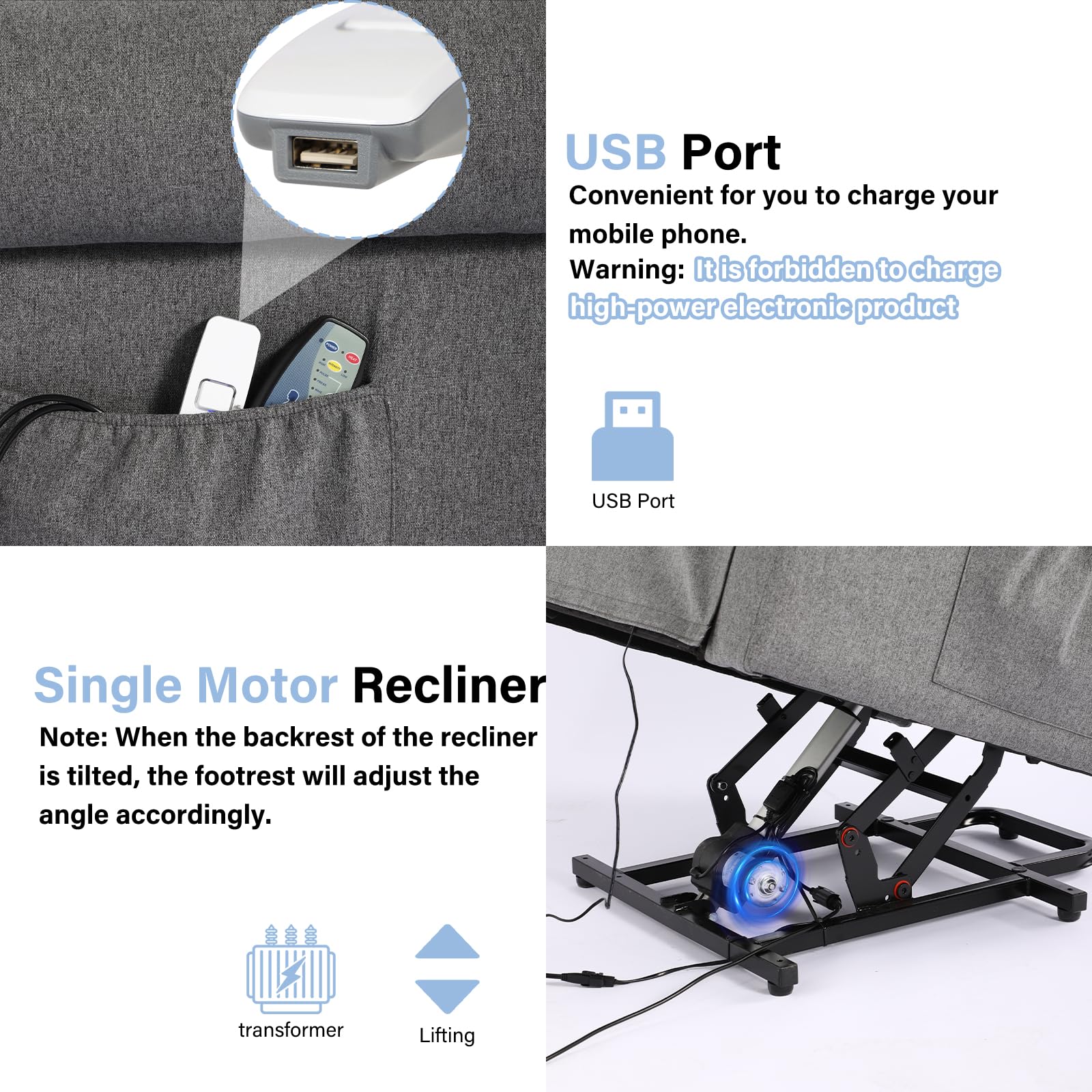 SeniEase Electric Lift Recliner with Massage & Heat for Seniors