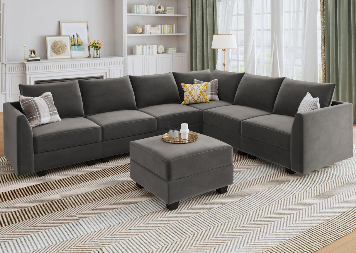 Sectional Sofa Velvet U Shaped Couch with Storage Oversized Modular Sectional Sofa